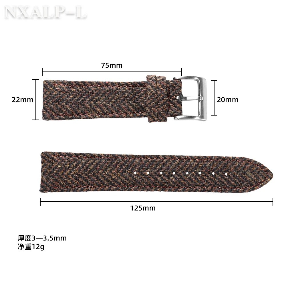 Genuine Leather Tweed Nylon Watch Strap 18mm 20mm 22mm Quick Release Band