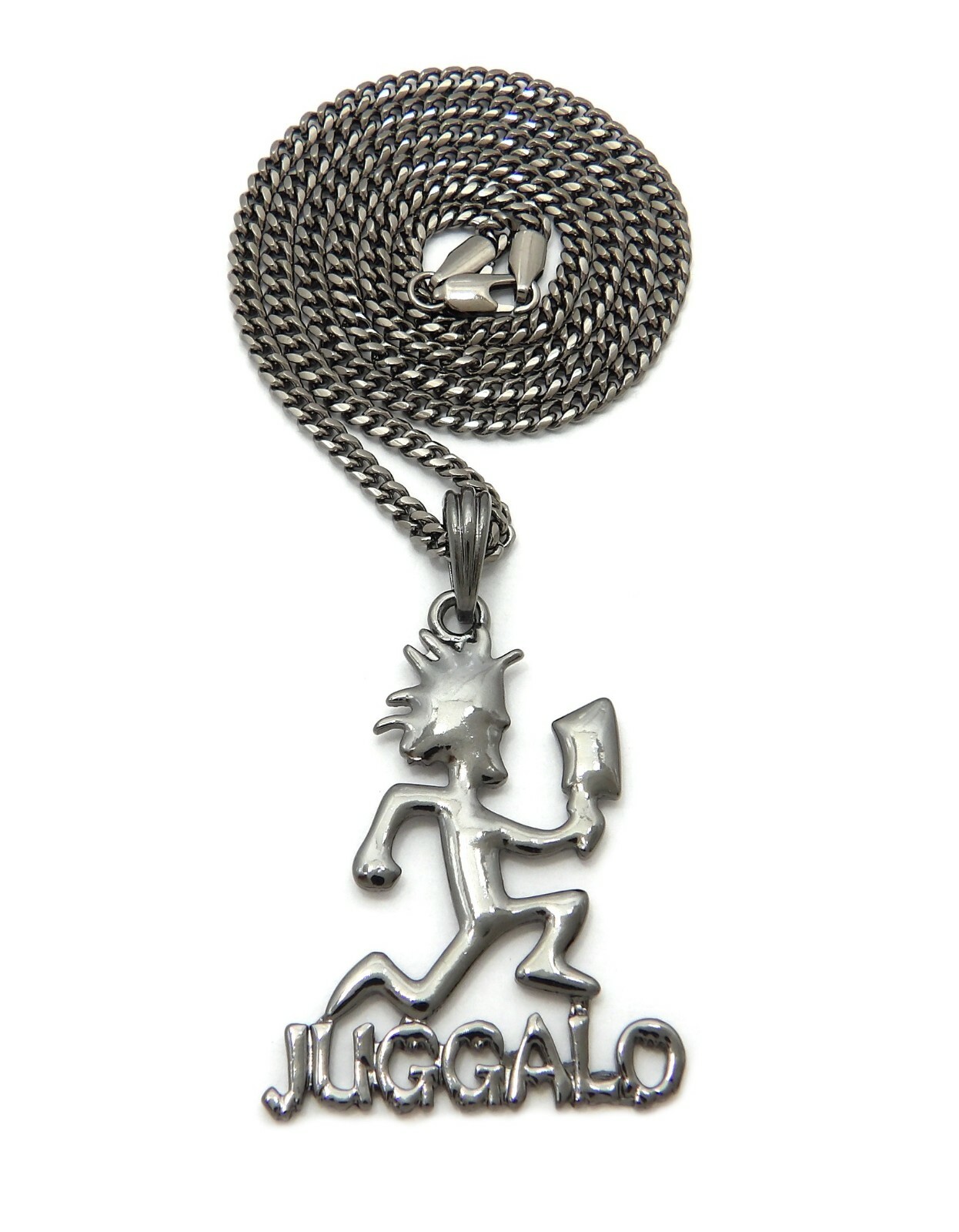 Black Juggalo Hatchetman Pendant & 18″ 20″ 24″ Box Cuban Chain Hip Hop Necklace
