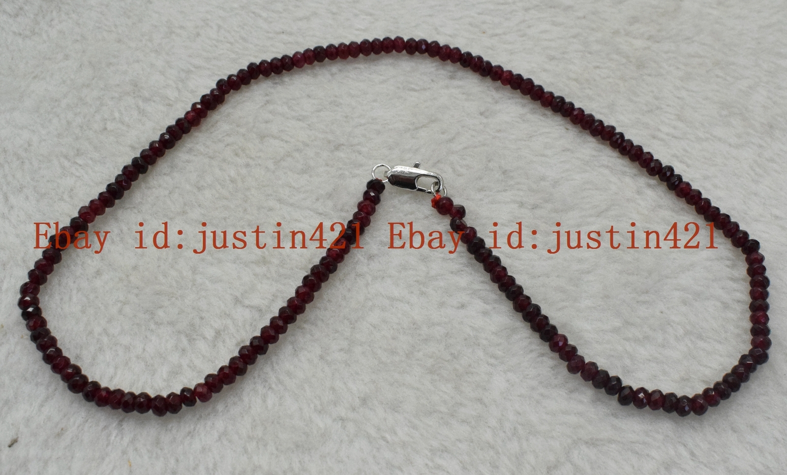 Natural 2x4mm Faceted Red Jade Gemstone Roundel Gemstone Necklace 18”