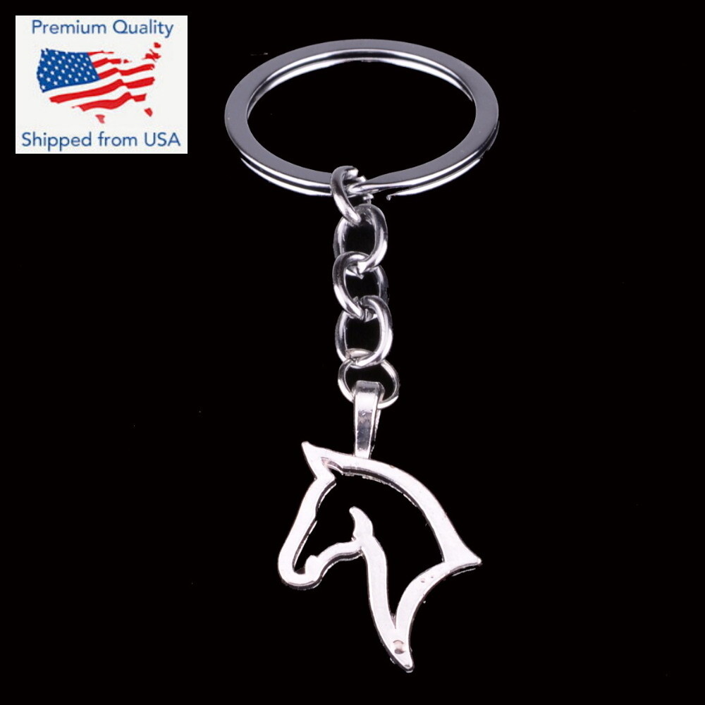 Beautiful Horse Head Hollow Outline Charm Pendant Keychain Lover / Rider Gift