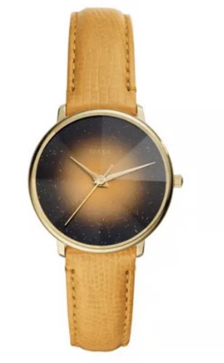 Fossil ES4728 Mustard Yellow Leather Bevel Face Watch