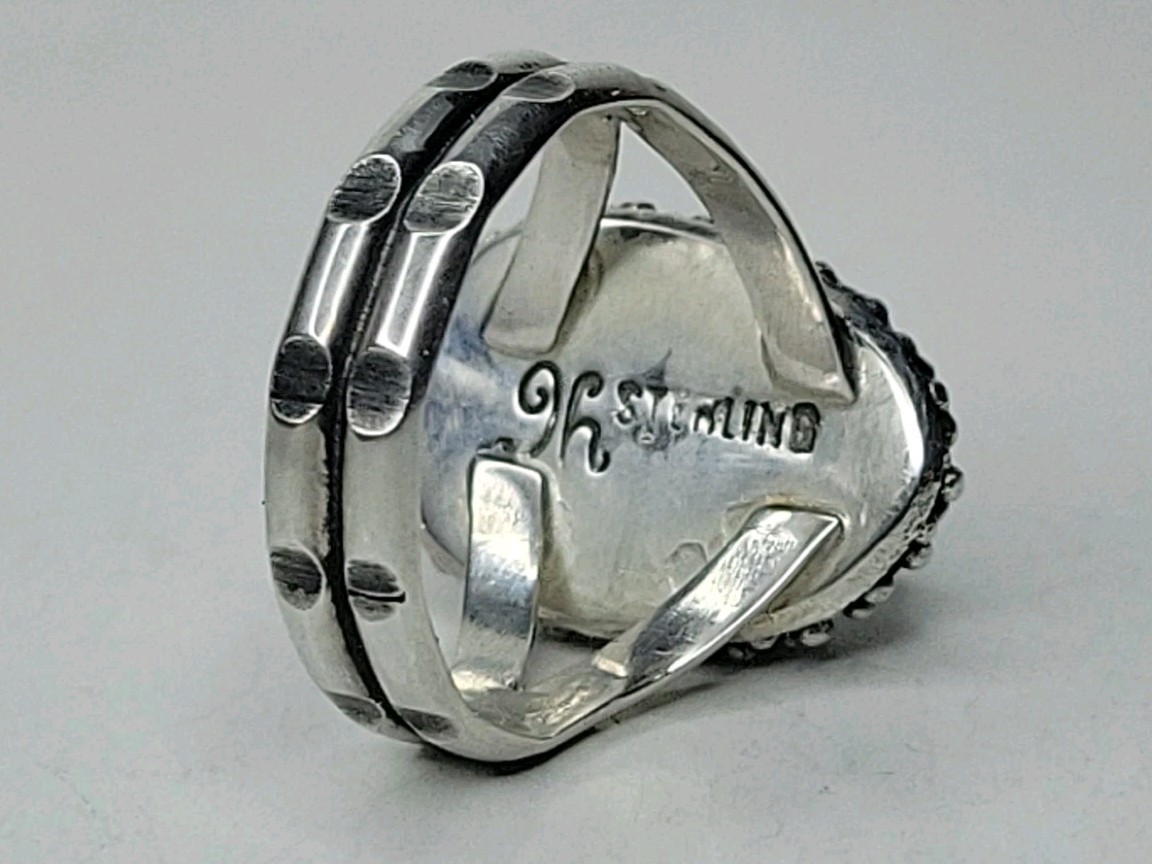 Number 8 Nevada Redweb Turquoise Sterling Silver Ring Size 8.25 Handmade