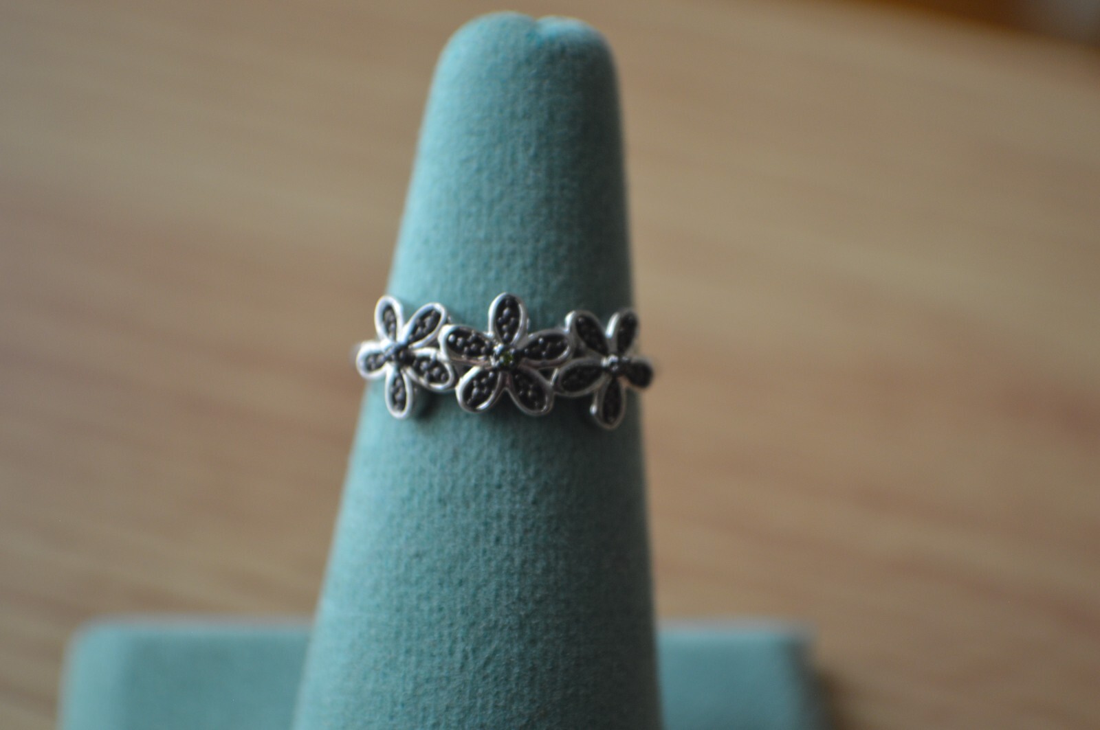 0.04ct Green Diamond Ring Platinum & Green Rhodium over Sterling Silver Size 6