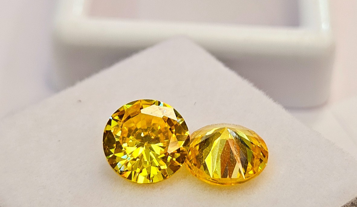 Yellow Zircon Round Cut 3+ Ct Pair For Earring Making Loose Gemstone