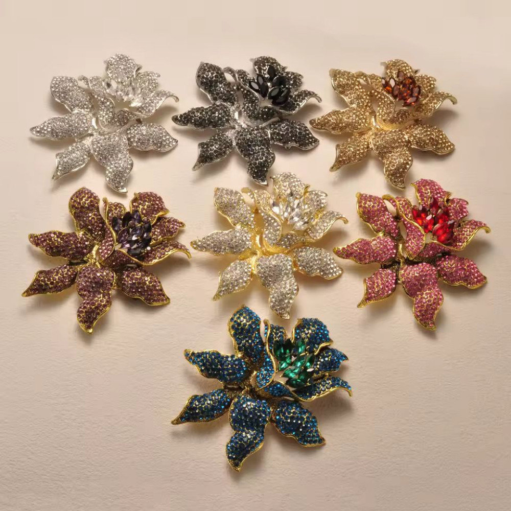 Unique Vintage Style Flower Leaf Rhinestone Crystal Pendant Brooch Pin Jewelry G