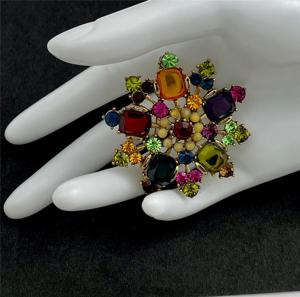 Vintage 70’s Lucky Gems Montien Hotel Bangkok Multicolor Brooch Pin
