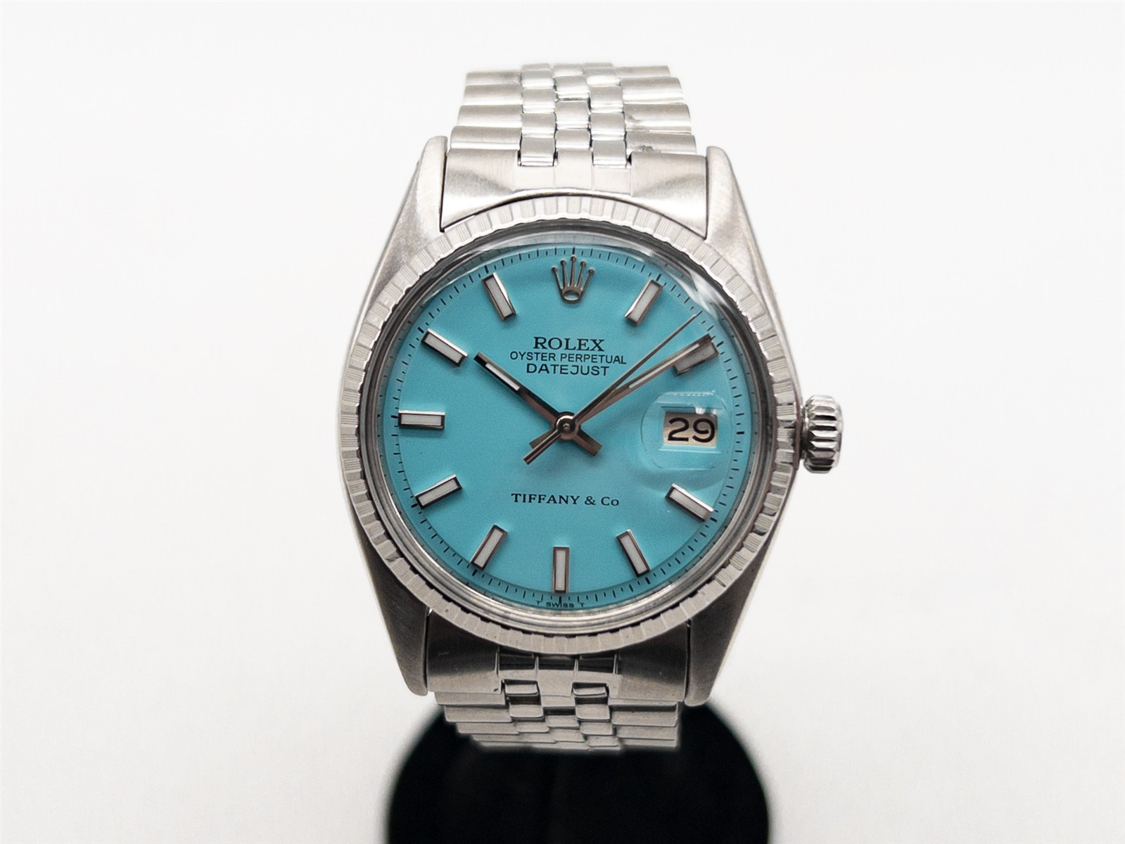 Estate $13,000 ROLEX DATEJUST 36mm MENS Tiffany & Co SS Watch SERVICED 1601