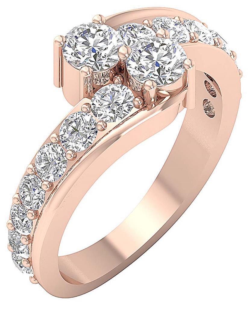 Forever Us 2 Stone Journey Solitaire Lab Grown Diamond Ring VS F 2.10Ct 14K Gold