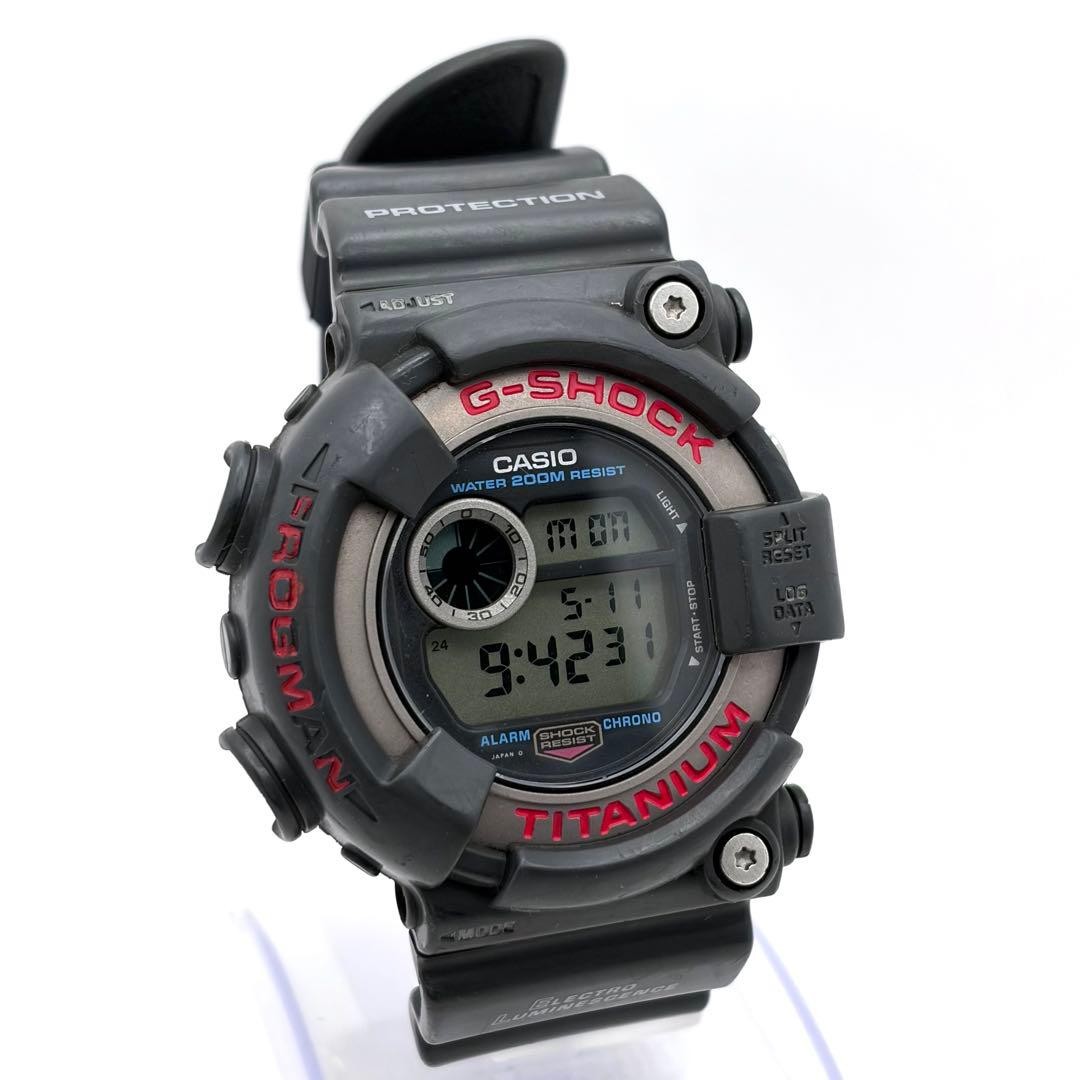CASIO G-SHOCK DW-8200-1A FROGMAN Black Gray Titanium Watch Used Japan