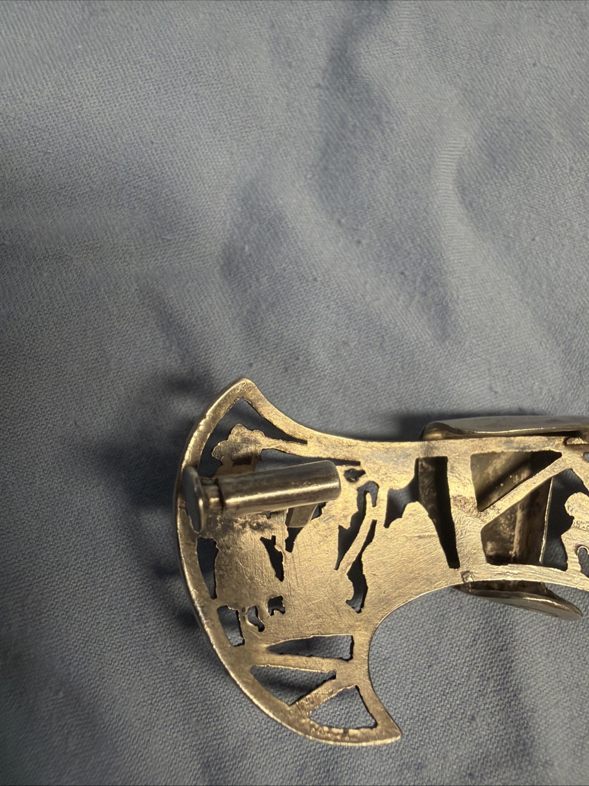 Vintage 1950S Damascene Style Pin From Peru, S America. Sterling Silver 13 G ￼