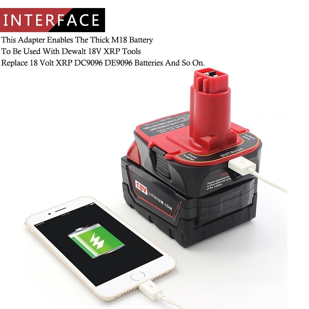 Battery Adapter for Dewalt DCA1820 18V 20V Converter with USB Power Bank