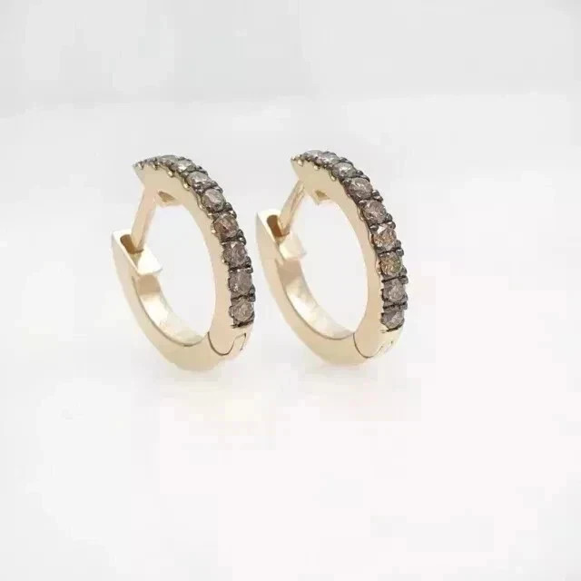 2Ct Round Lab-Created Brown Diamond Huggie Hoop Earrings 14K Rose Gold Plated