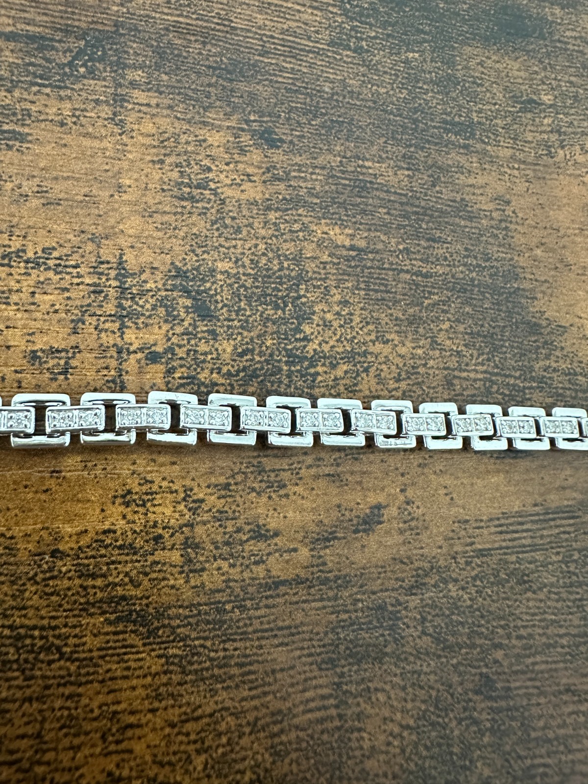 The Diamond Store London Diamond Rectangular Link Tennis Bracelet 925 Silver