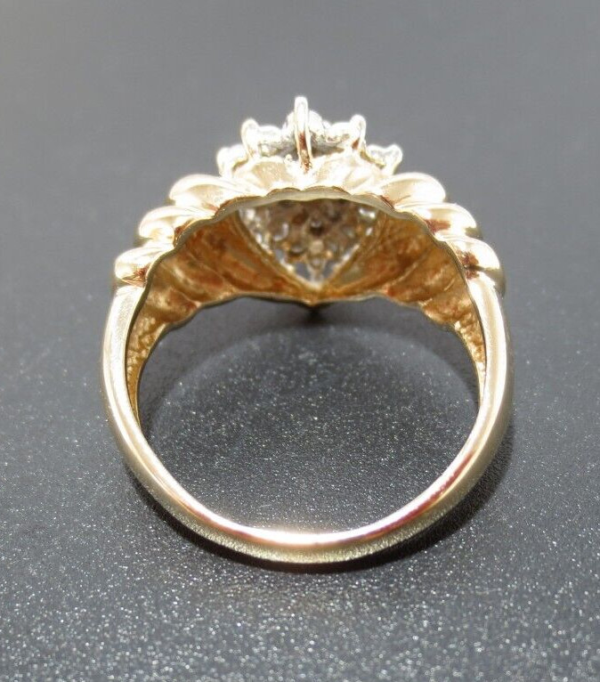 14K YG LADIES DIAMOND CLUSTER RING 0.40 tcw SZ 7 13.98 MM WIDE 4.54grms(G128184)