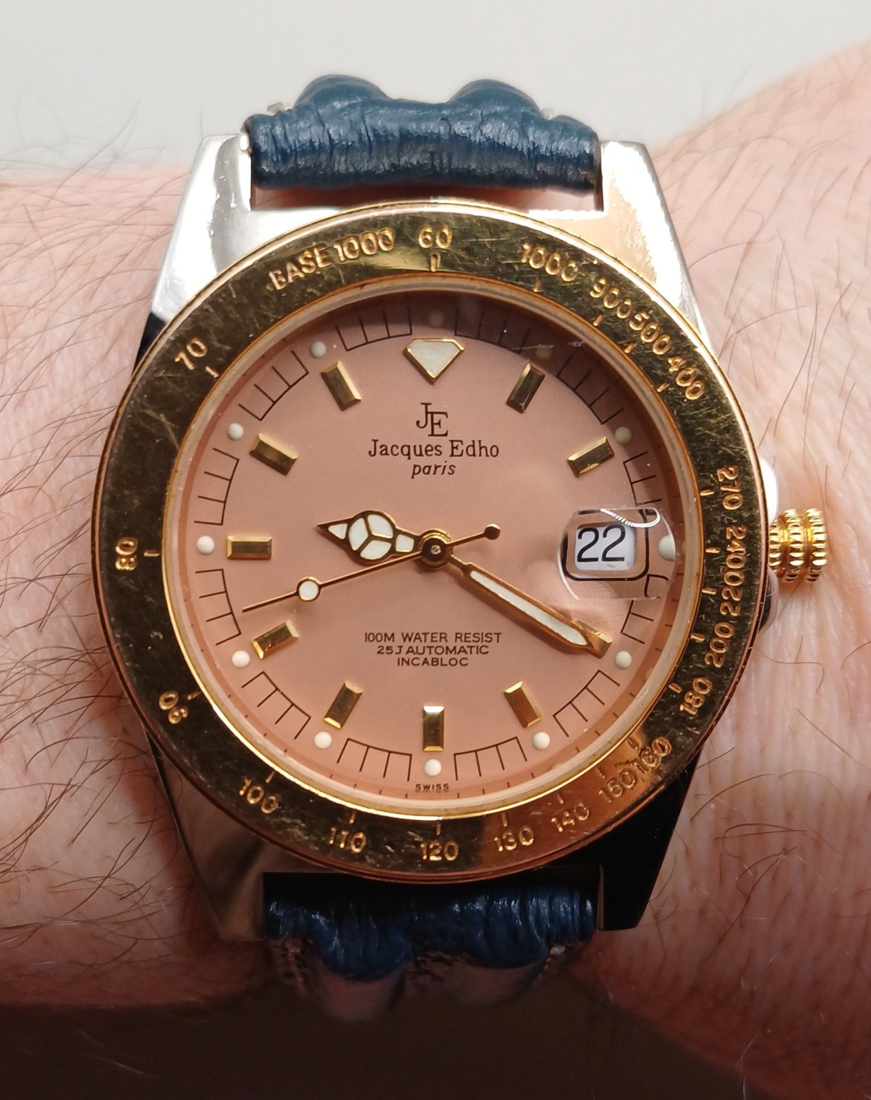 Rare Vintage JACQUES EDHO Swiss Mechanical Automatic Watch 25 jewels, 38 mm