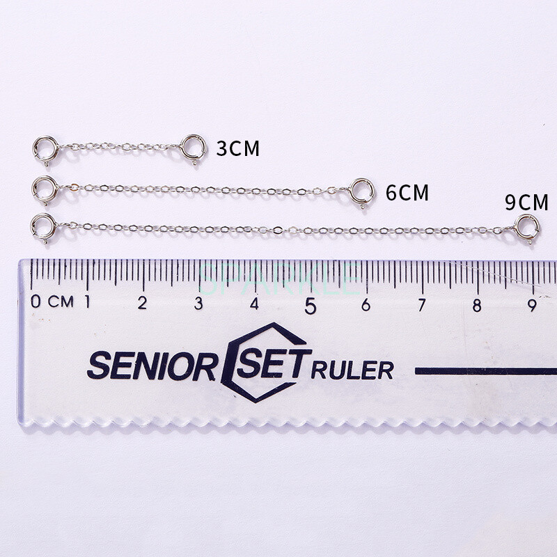 Real 925 Sterling Silver Safety Chains Extender Extension Necklace Spring Ring