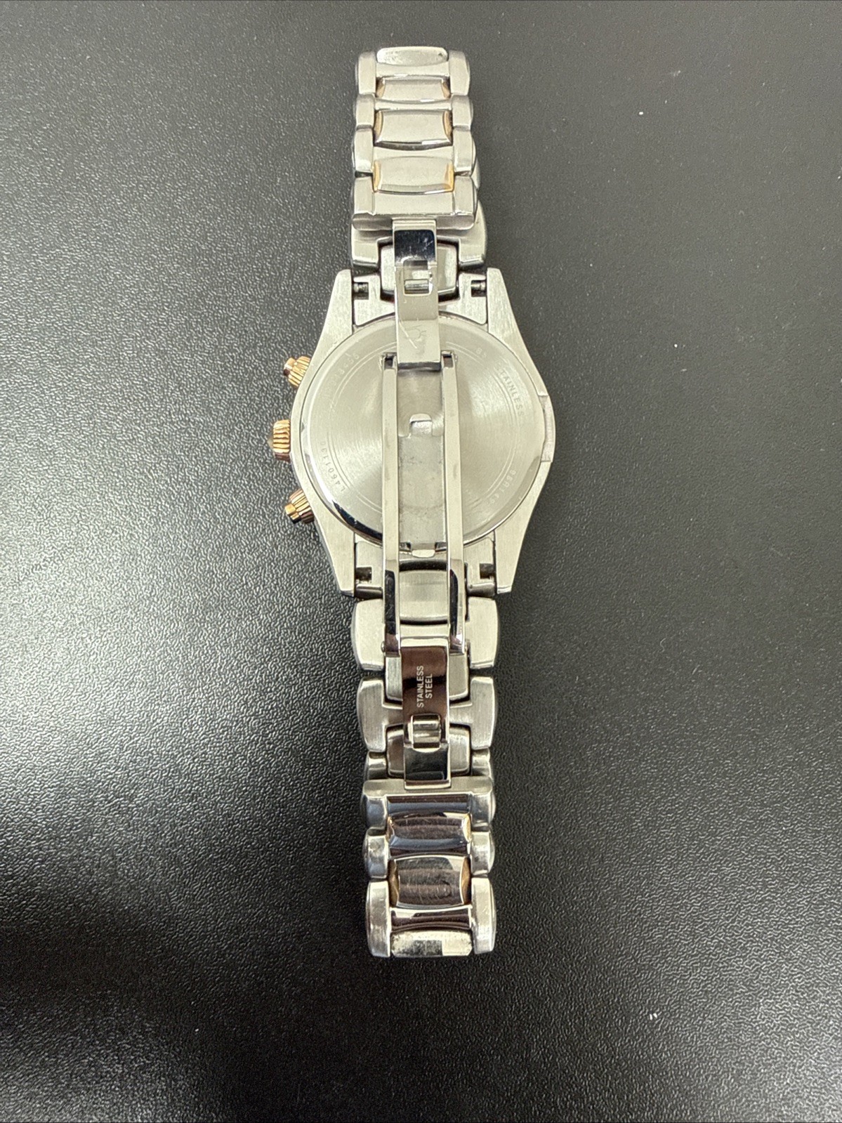 Bulova Diamond Chronograph Silver/Gold Tone Stainless Steel 98R149 NEEDS BATTERY