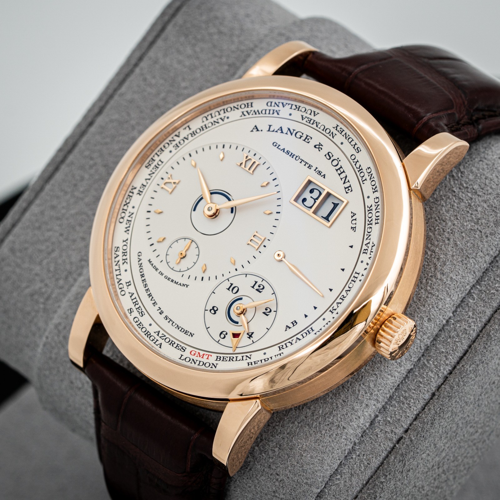 A. Lange & Söhne Lange 1 Time Zone in 18k Pink Gold 136.032 Box and Papers