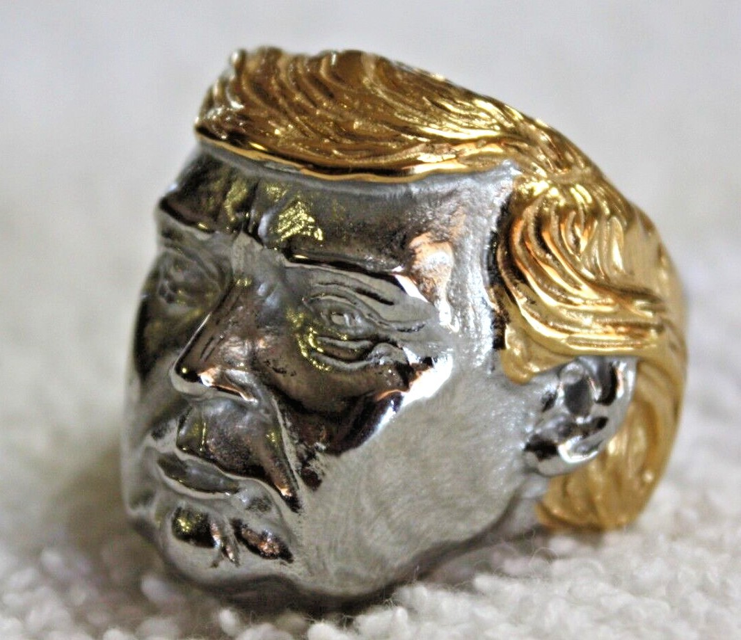 President – Donald Trump Gold Hair Ring, Stainless Steel, Size 7 thru 15