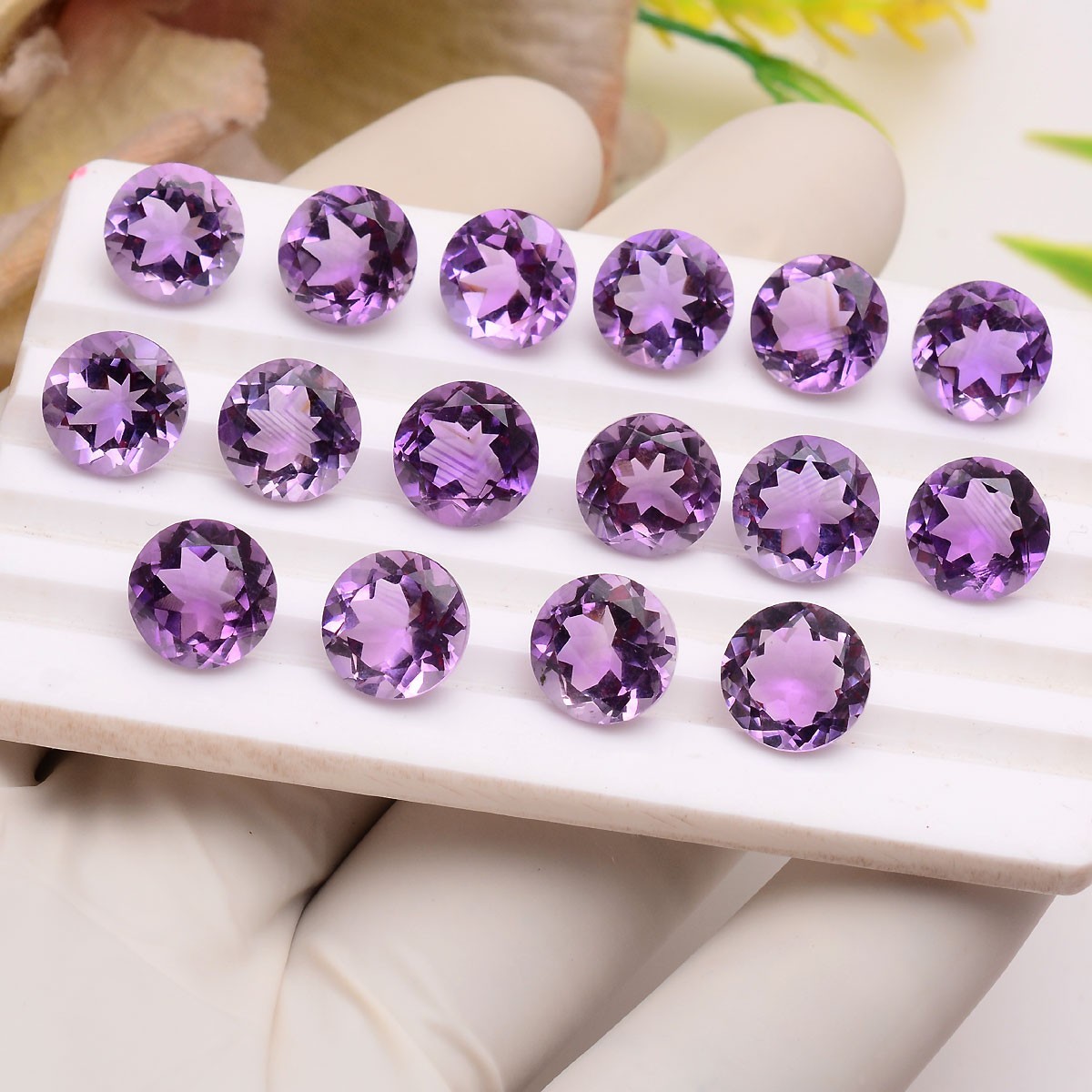 VVS 16 Pcs Natural Amethyst 10MM Top Grade Round Cut Sparkling Loose Gemstones