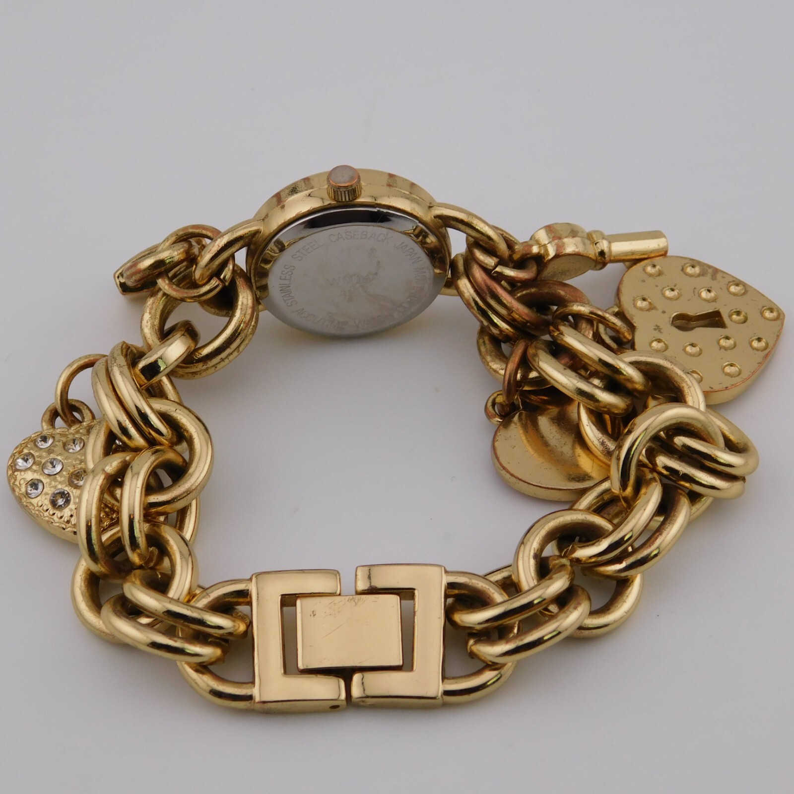 ACCUTIME WATCH CORP. Charm Bracelet Women’s Watch Sz. 6 1/2″ New Battery