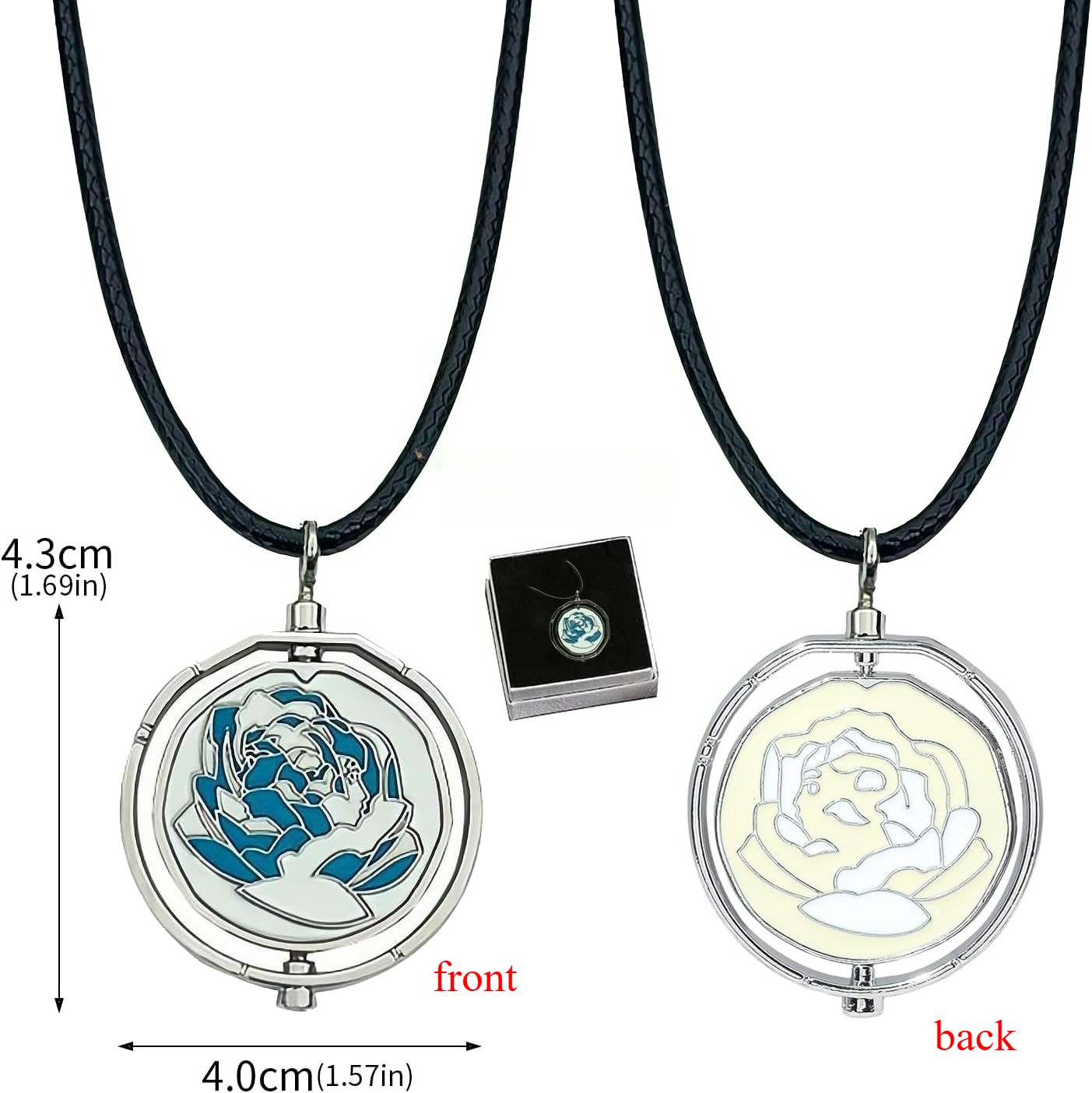 Arcane Jinx Blue Rose Necklace Women Rotatable Pendant Cosplay Props w/ Gift Box