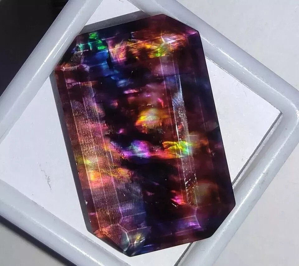 Opal-Like Natural Organic Ammolite 45+ Ct Emerald Doublet Rare Loose Gemstone
