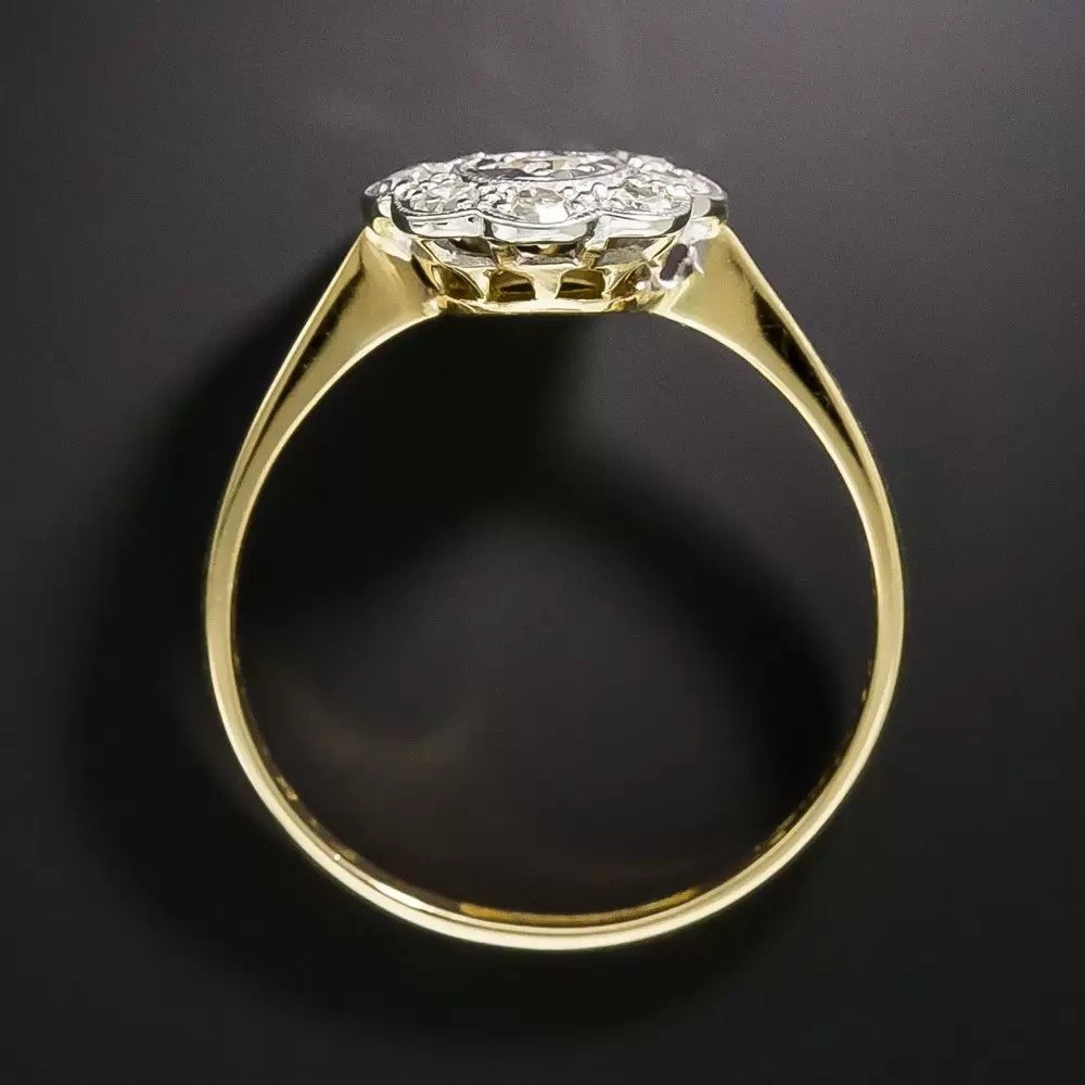 Vintage Art Deco 0.36ct White Round Bezel Set Engagement Ring 14K Gold Finish
