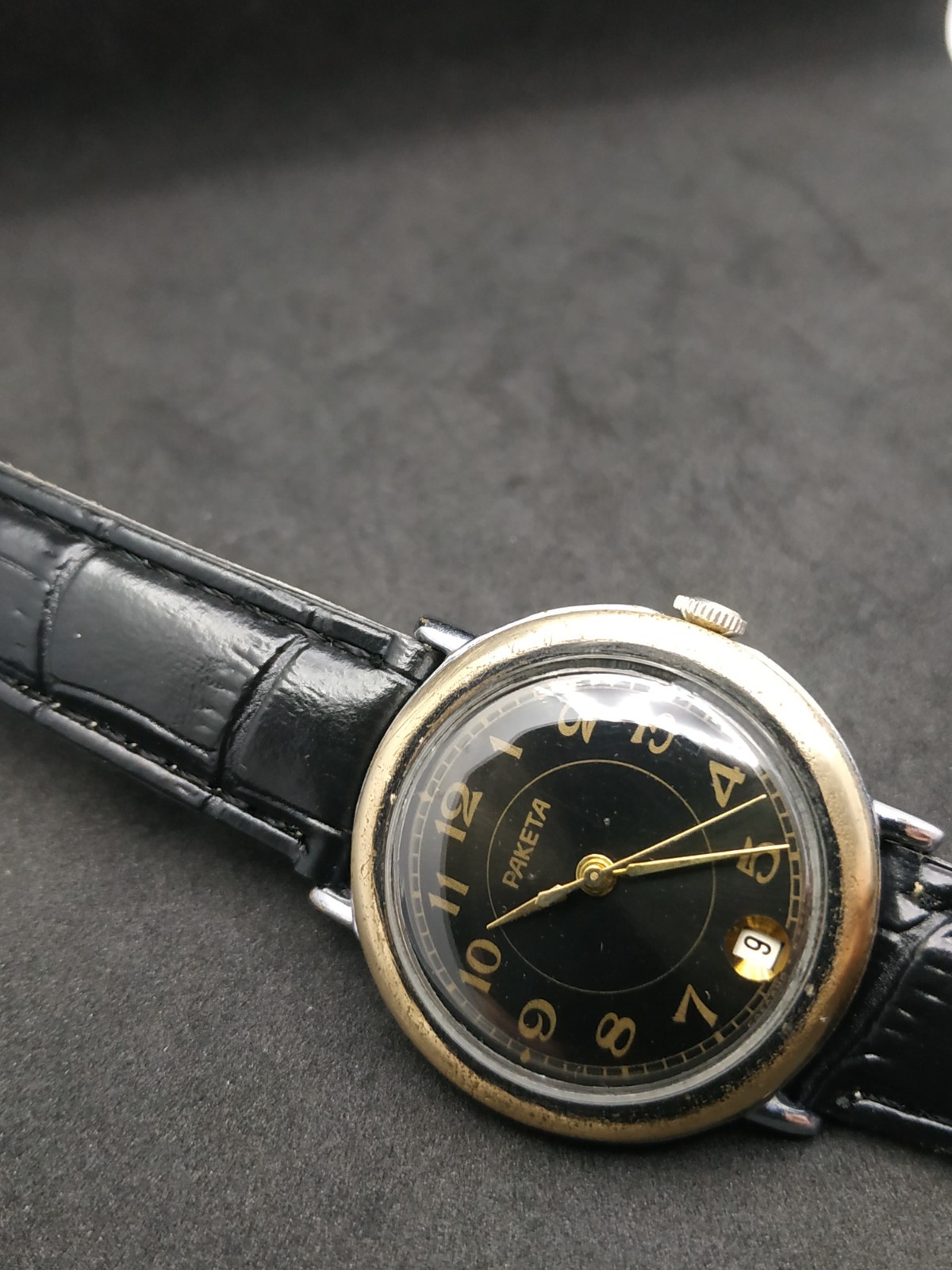 Men’s Dress Vintage USSR Watch Raketa Mechanical 2628.H Black Dial Retro Soviet