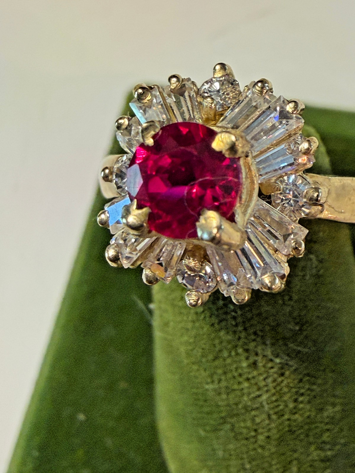 Vintage SOLID 10KT BJM Gold Stamped Red Size 8 Ring 4.71g NOS NOI!