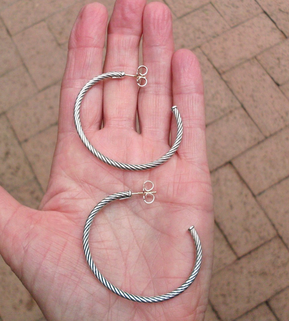 Current Item – David Yurman Cable Hoop Earrings – 2 Inches – DY Backs