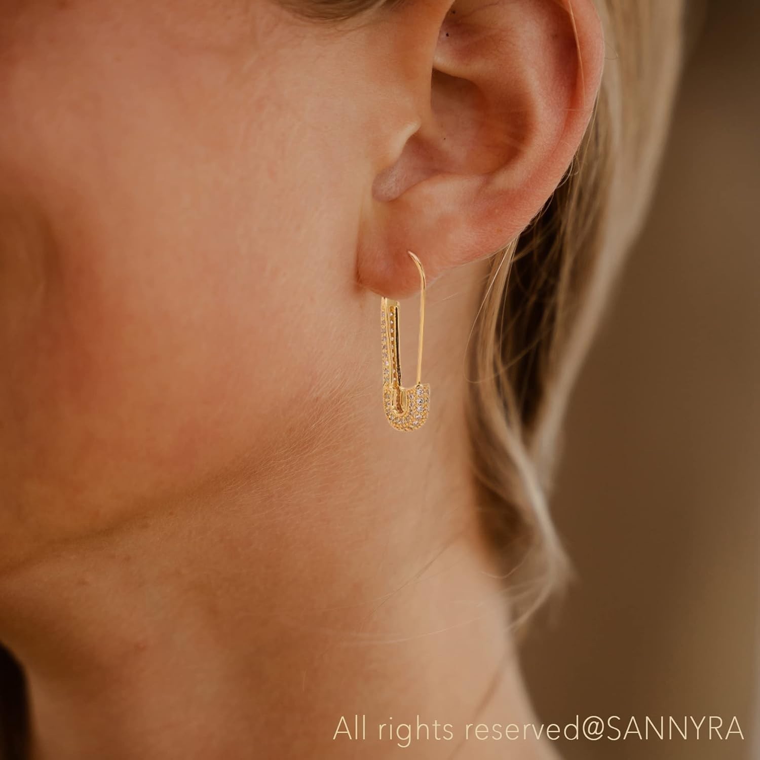 Safety Pin Earrings for Women, Gold Paperclip Earrings for Women Trendy, Mini…