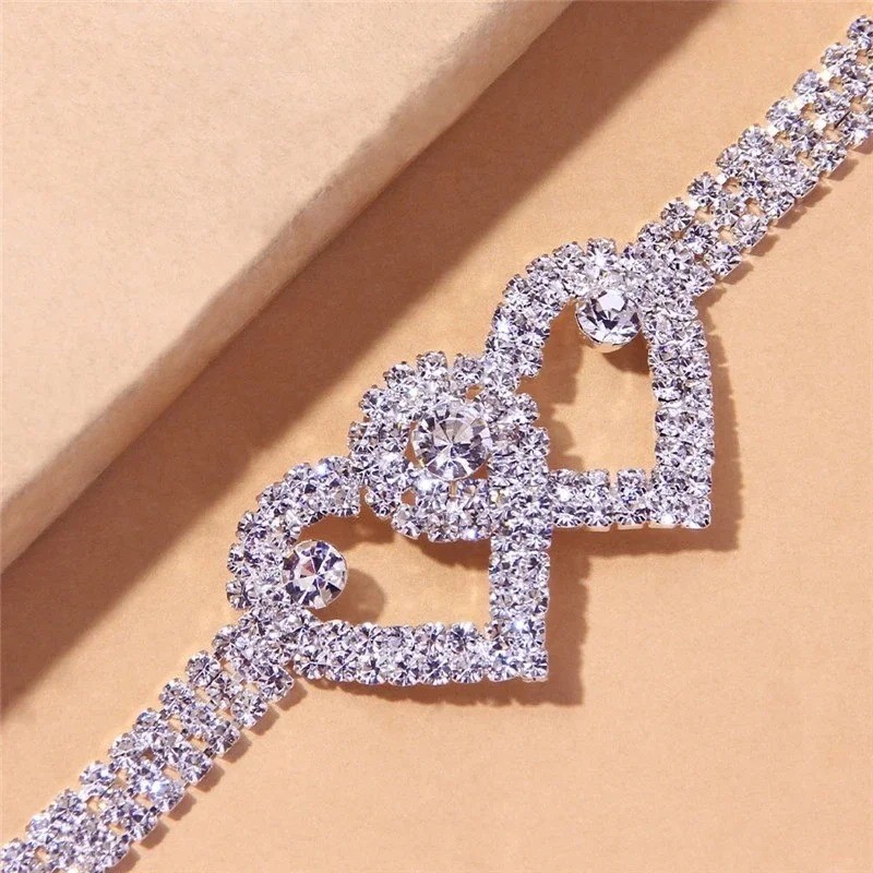 Cubic Zirconia Chain Anklet Silver Ankle Bracelet Fashion Foot Jewelry Women