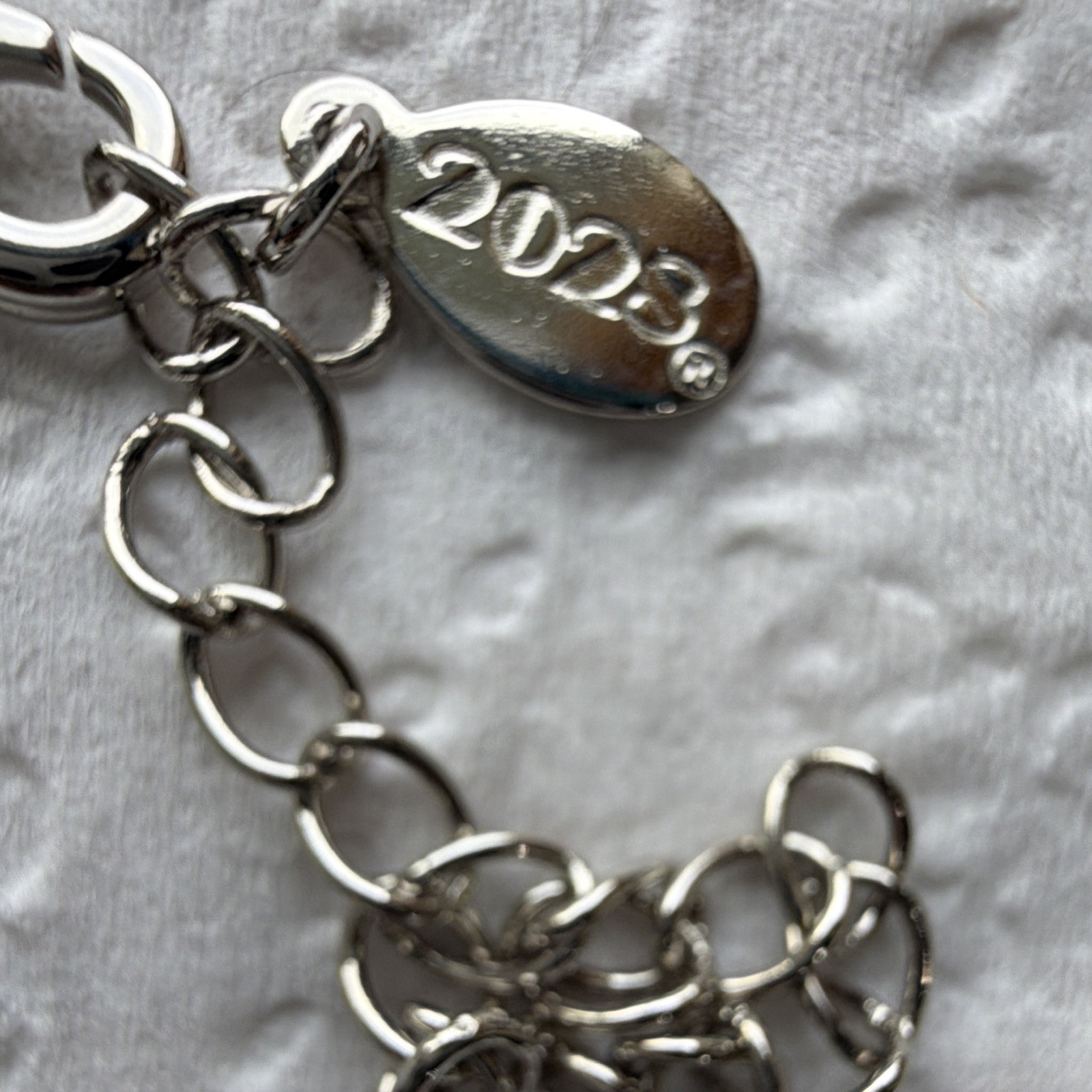 Macy’s 2028 Brand Silvertone White Crystal Oval Necklace 16 in NWT