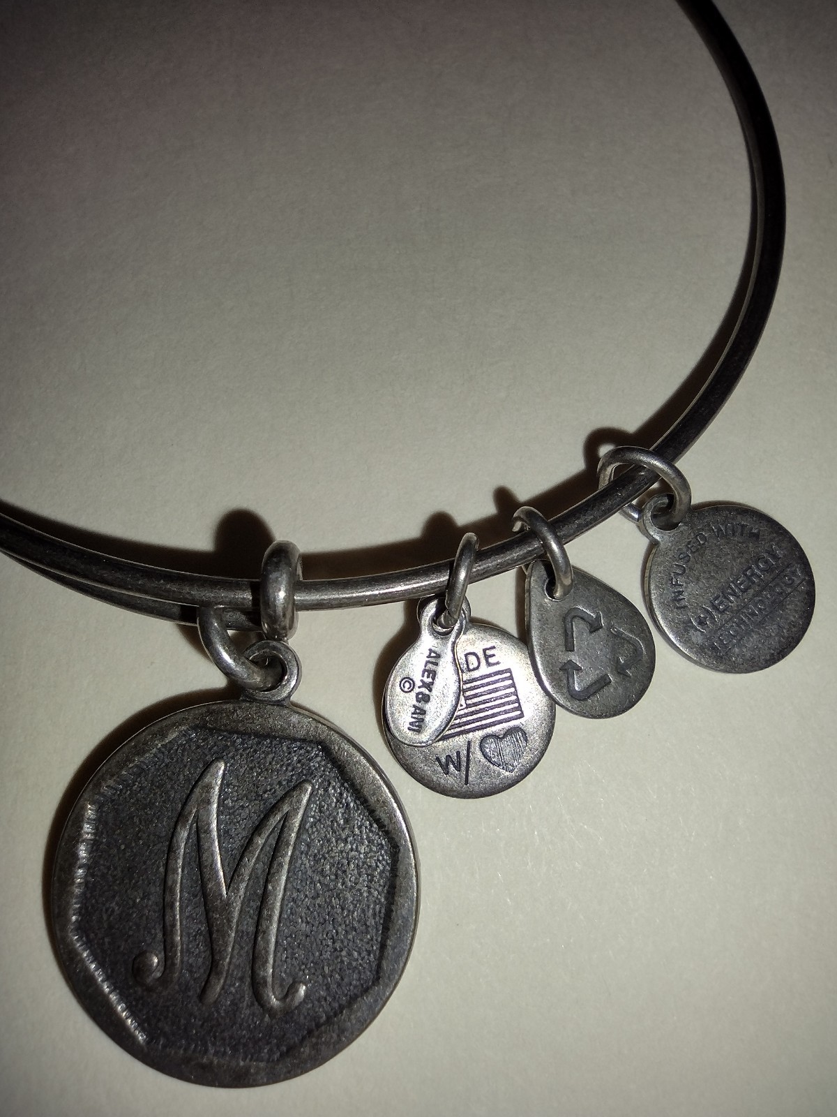 alex and ani energy bracelets Initials C, K, M, M, S-Lot of 5, color varies