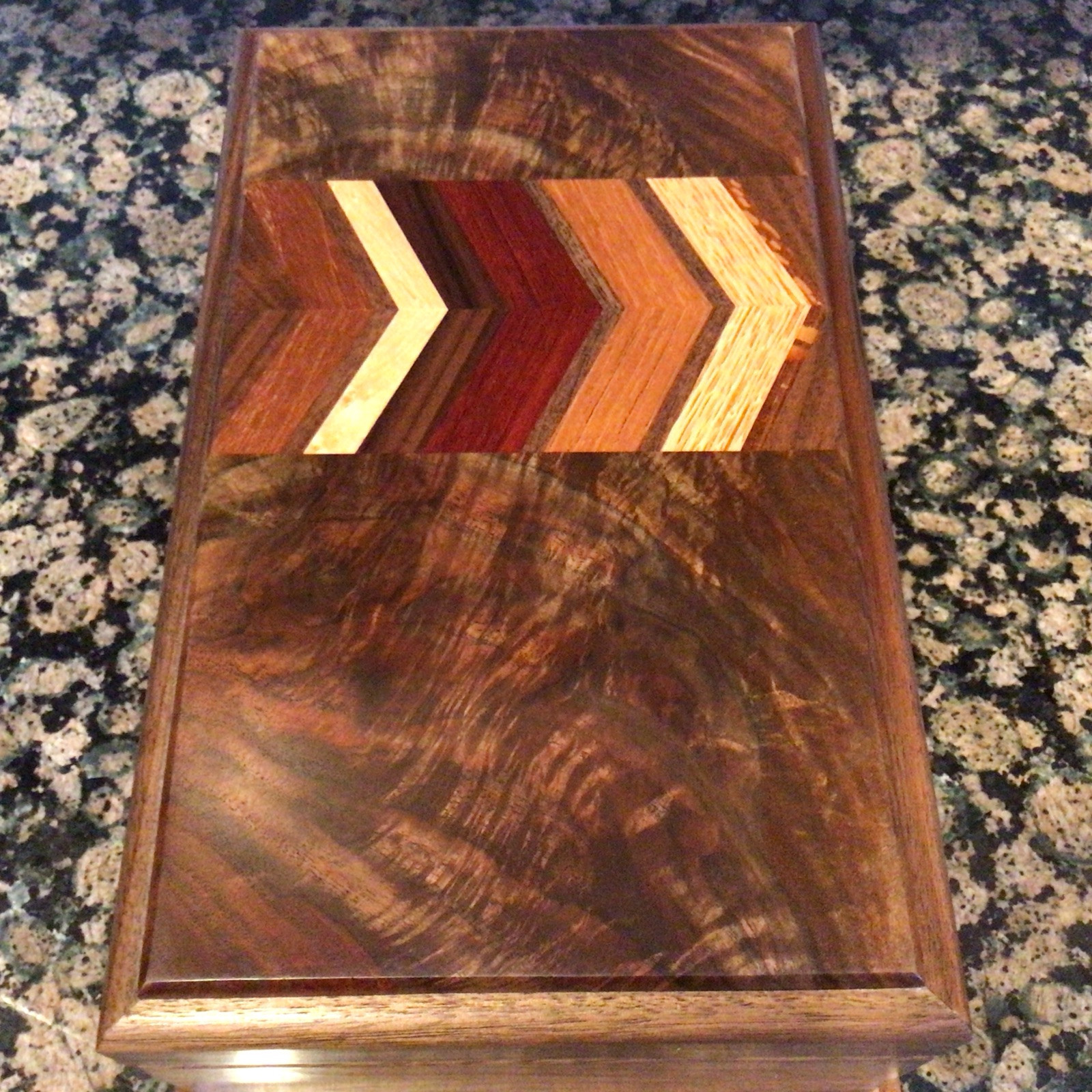 Georgous Solid Walnut-Brass Inlay Jewelry/Keepsake Chest