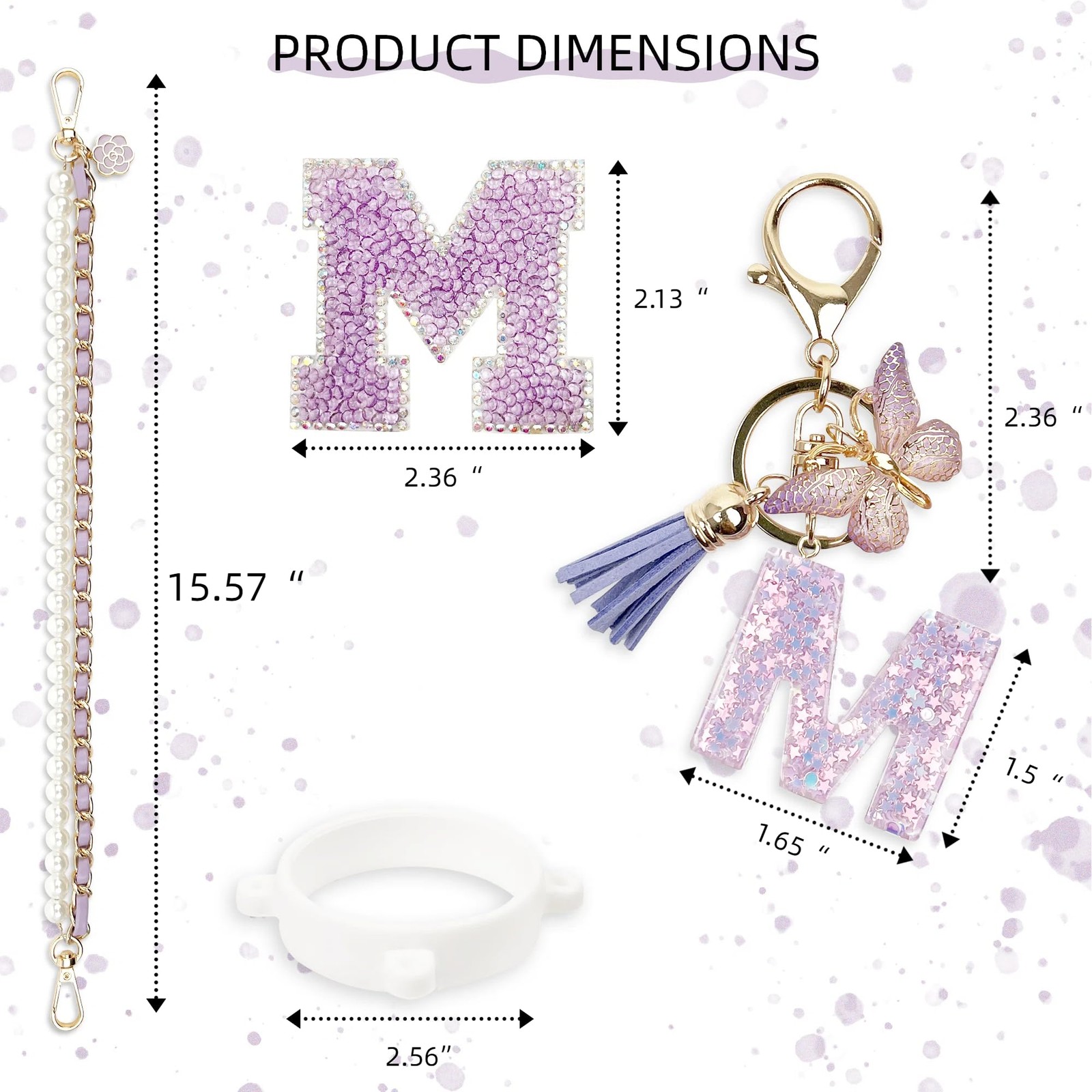 BydGxy Letter Handle Strap Accessories with Cute Initial Charm Compatible wit…