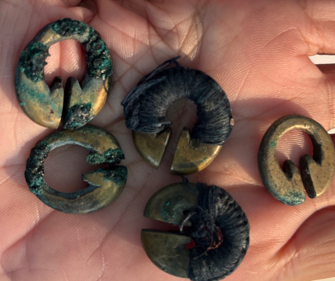 Lot of 5 Brass Beads Igorot Lingling-O Philippines Vintage Handmade