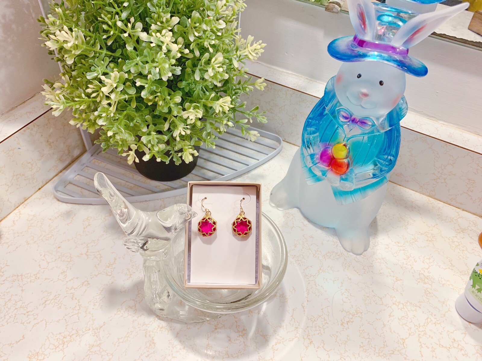 Handmade Multi Choose Korean Style Earrings With Glass Or Pearl (14KT Gold Hook)