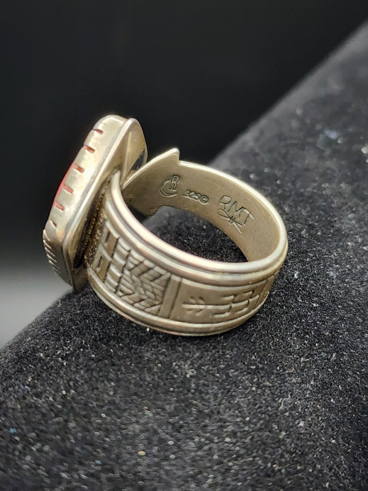 Beautiful Rodrick Tenorio RMT 925 Relios Arrow Rhodochrosite Ring Size 7.75