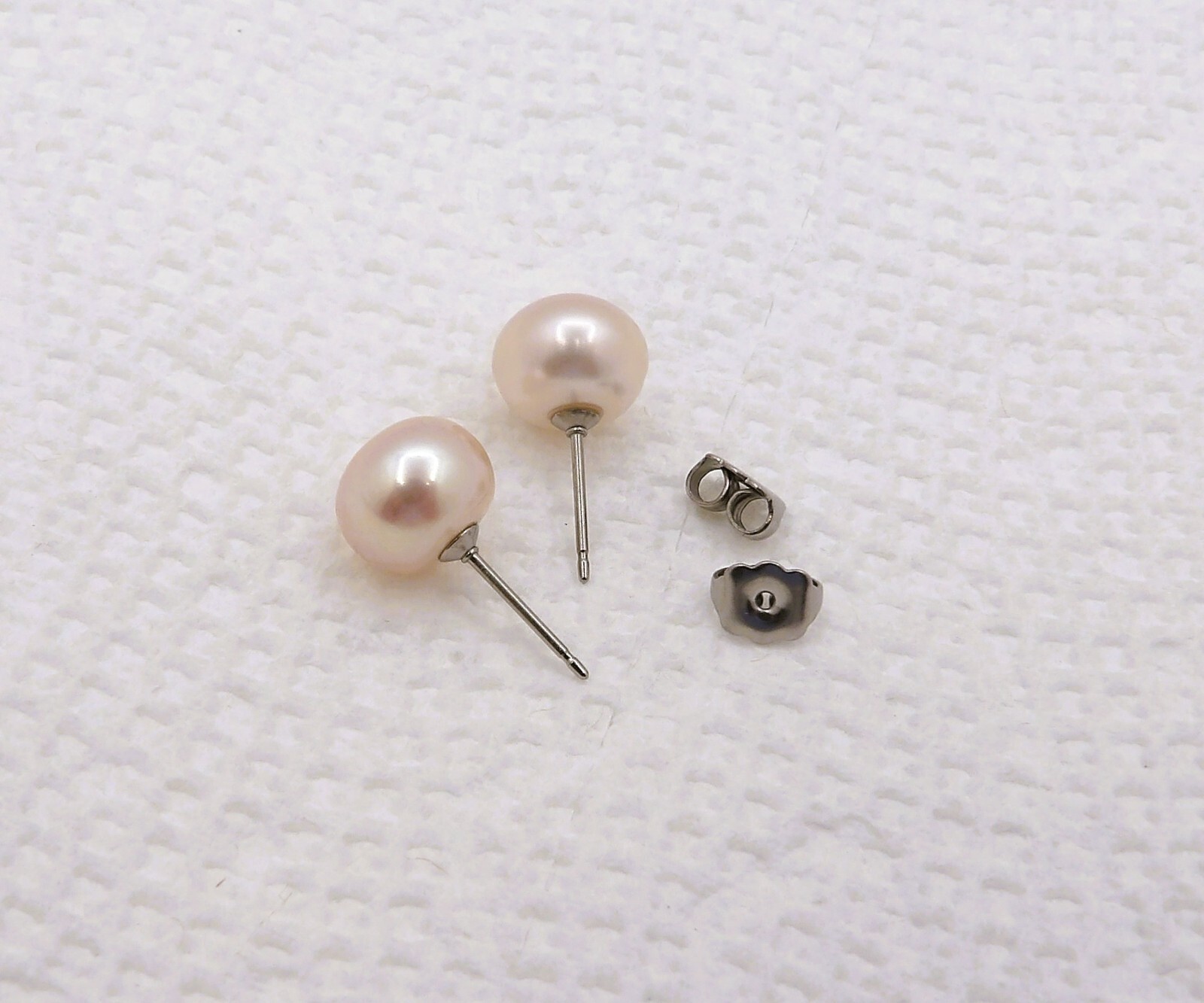 9.7 MM ONE PAIR Natural Pastel Button Genuine Freshwater Pearl Earrings ER036#3