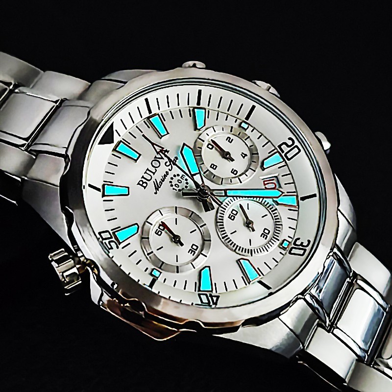 Bulova 96B255 Marine Star Chronograph Men’s White Watch 43 mm