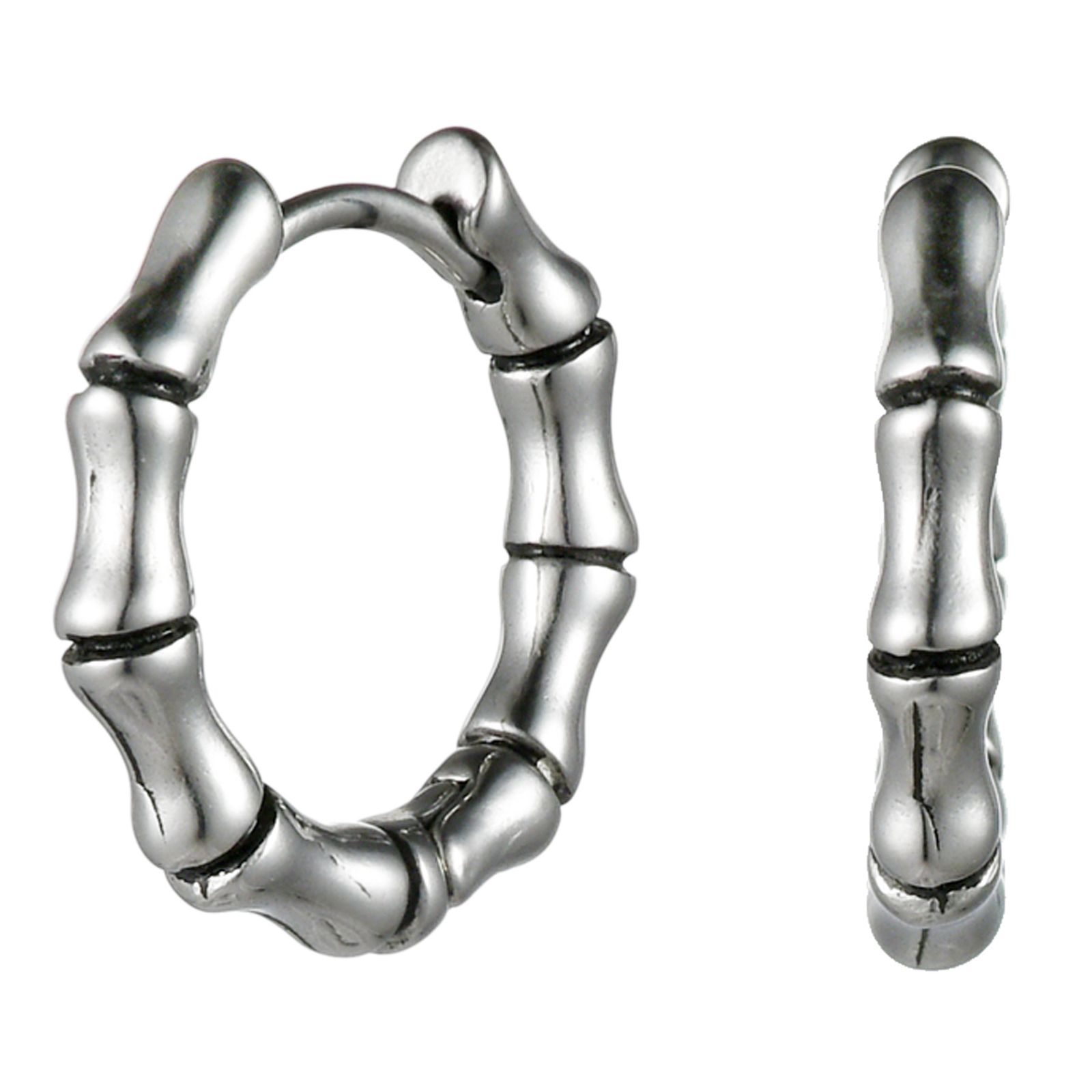 2pcs Mens Womens Punk Stainless Steel Retro Floral Endless Hoop Huggie Earrings