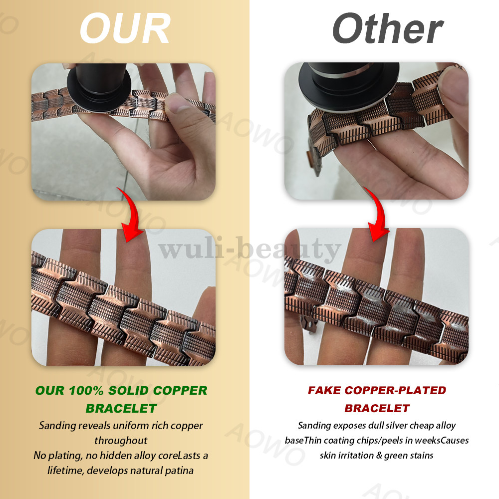 100% Pure Copper Bracelet 3500 Gauss Magnetic Therapy Strong Healing & Regulator