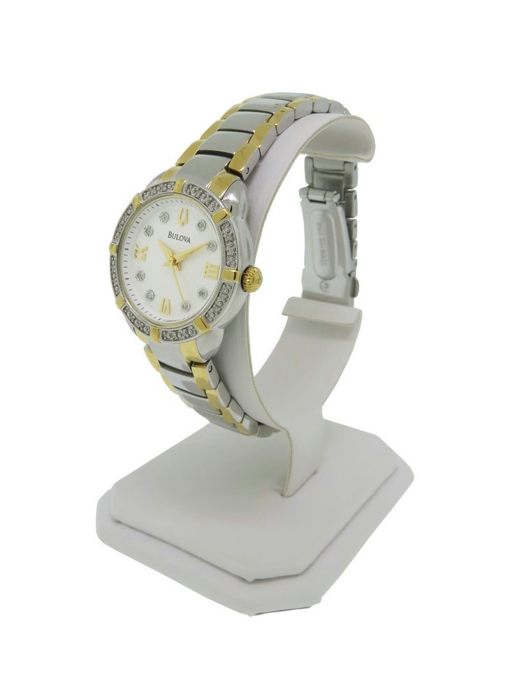 Bulova Diamond 98R170 Women’s Round Analog Roman Numeral Stainless Steel Watch