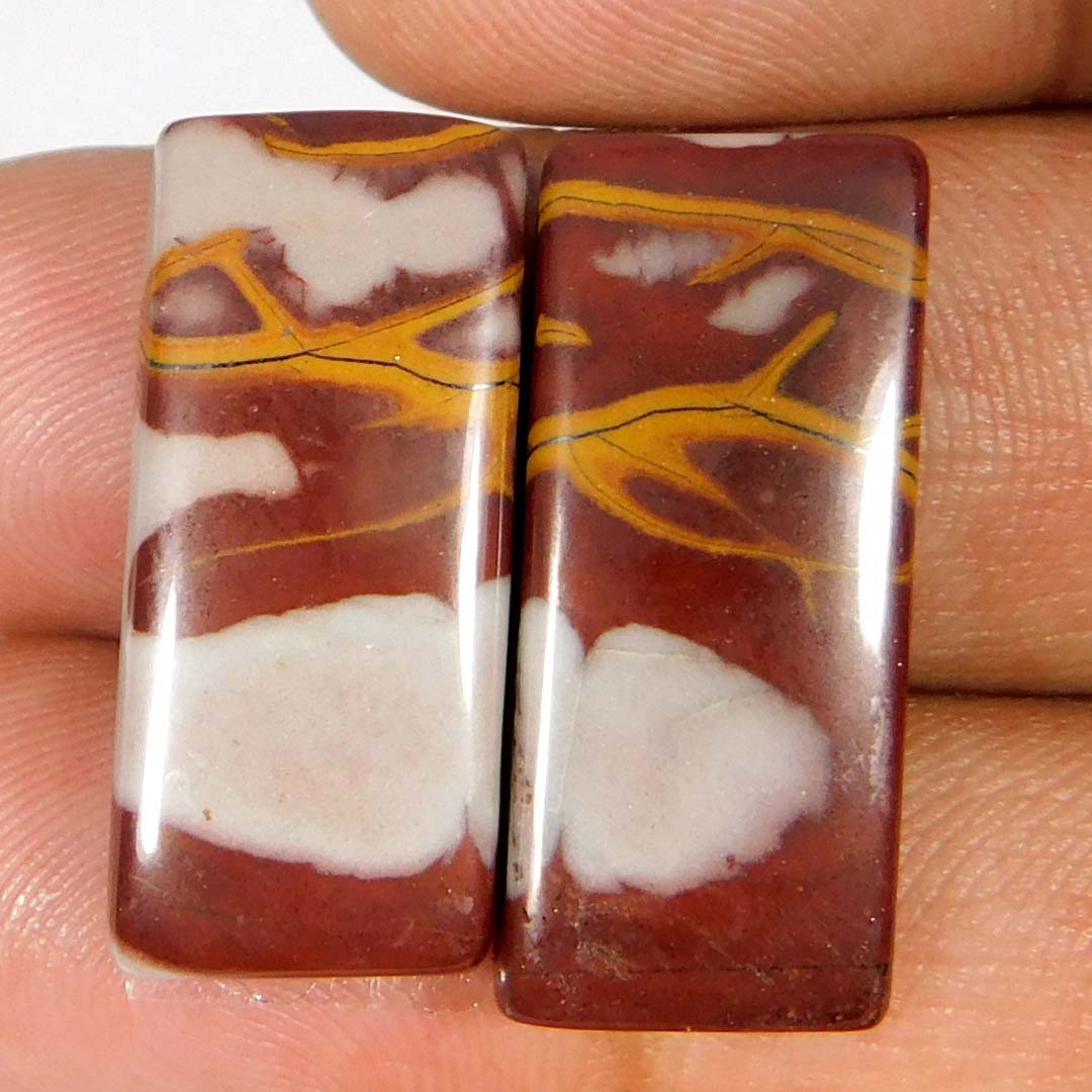Wholesale 23.60Cts. Natural Red Noreena Jasper Pair Cushion Cabochon Gemstone