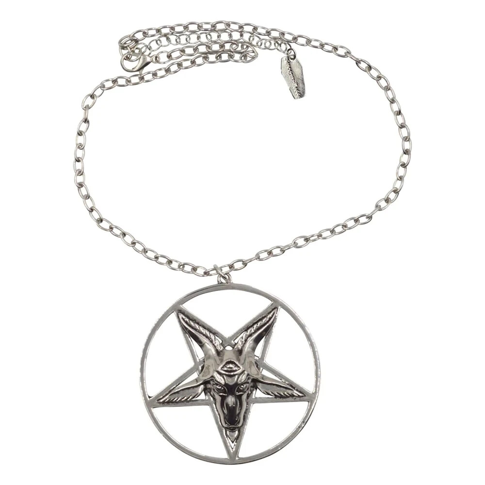 Men’s Baphomet Satanic Goat Pendant Necklace Punk Gothic Jewelry Box Chain 24″