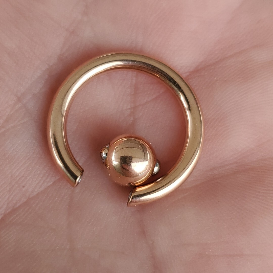 Titanium PVD Easy Spring Ball Captive Bead Ring CBR Rose Gold Ring No Tools Req