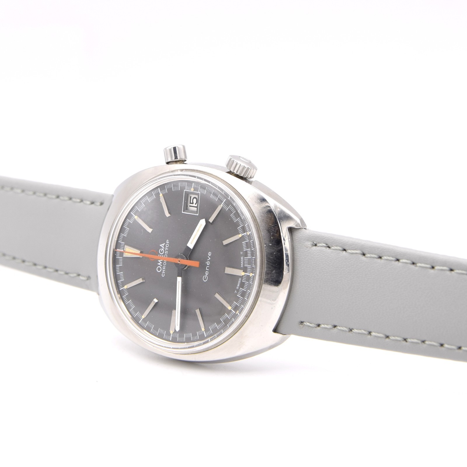 1969 Omega Chronostop Genéve Date Model 146.009 Grey Sloped Dial in Stainless