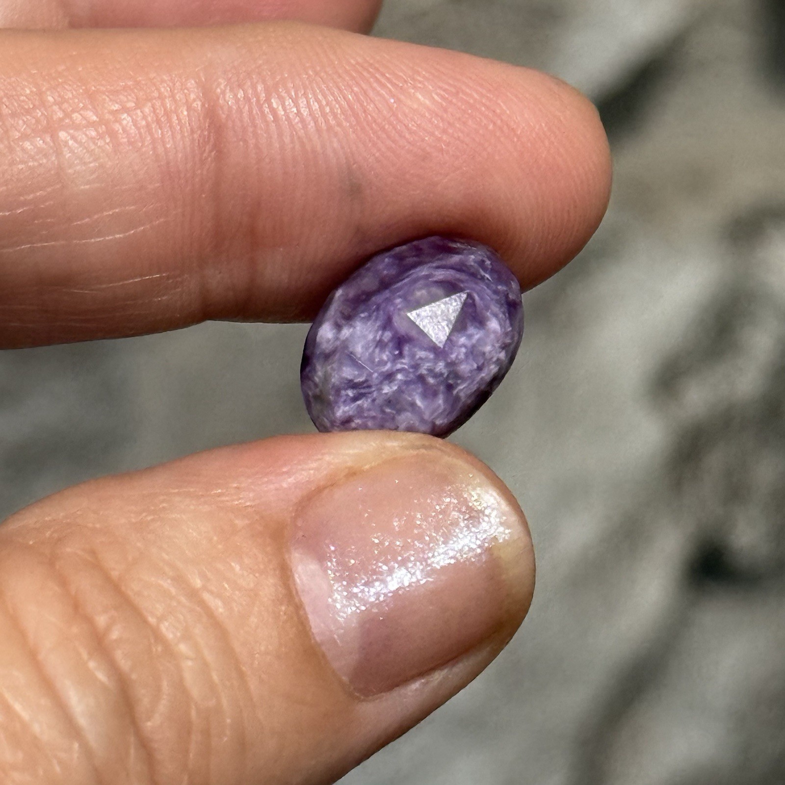 5.4ct 14×10.4×5.5mm Light Purple Faceted Charoite Oval Cabochon Ring Stone